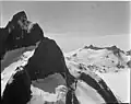 Horn Spire (left), with Mount Adolph Knopf (right)