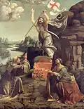 Marco d'Oggiono, Resurrection of Christ with Sts Leonardo and Lucy (between 1491 and 1494), Gemäldegalerie, Berlin