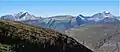 Heavens Peak (left) and Longfellow Peak (right) seen from the northeast.