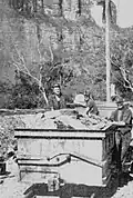 Truckload of mined shale on way from mine to dump, 1939