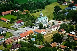 Town view and parish church built in 1650.