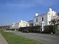 River Bank House 1 Esplanade (on left), Old House 28 North Road (centre) and Stapley 37 North Road (on right), The Esplanade, Grassendale Park, Aigburth (1840s; Grade II)