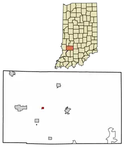 Location of Switz City in Greene County, Indiana.