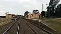 Platforms seen from railway crossing
