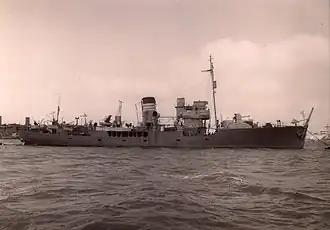 HMS Delphinium (K77) in port in the Mediterranean 1943-1945