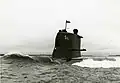 HSwMS Sjöbjörnen surfacing in 1968.