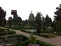 Hadsund Cemetery with the church's bell tower in the background
