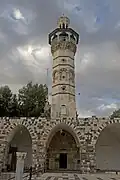 The Mamluk minaret, on the north side of the mosque