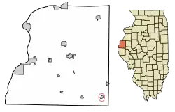 Location of Bentley in Hancock County, Illinois.