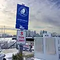 Harborwalk sign at HarborArts, East Boston Shipyard and Marina
