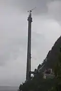 The bridge towers under construction