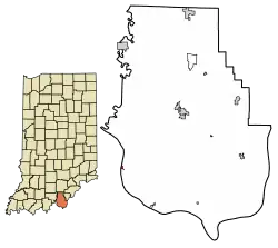 Location of New Amsterdam in Harrison County, Indiana.