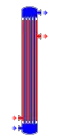 Fig. 1: Shell and tube heat exchanger, single pass (1–1 parallel flow)