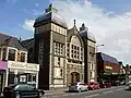 Heath Evangelical Church. The business to the left of the church is now a bookshop and cafe operated by the church.