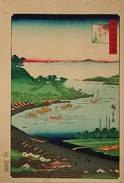 Niigata drawn by Utagawa Hiroshige in 1859