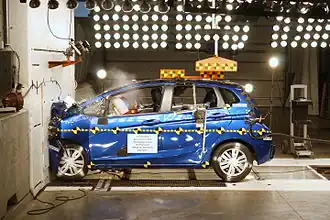 2016 Honda Fit striking a wall head-on at 56&nbsp;km/h