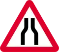 Road narrows on both sides ahead