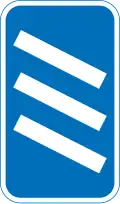 300m Countdown markers used to indicate the distance to an exit on the left side of a road (Background in green if on expressway) (Symbols may be reversed to indicate exit on right)