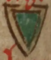 Illustration of a green and yellow coat of arms