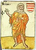 Hungarian female jester on the playing card of the Vienna court