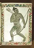 Chamorro hunter from Marianas Islands (Guam/Northern Marianas) with bow