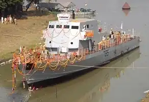 INS Bangaram (T65) at the time of launching.
