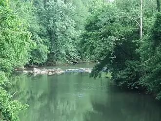 The Martinsville Fish Dam Virginia, a historic Native American Indian fishing weir built with rocks