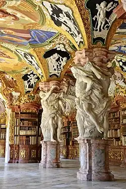 Rococo&nbsp;– Interior of the Klosterbibliothek Metten&nbsp;[de], Metten, Germany, unknown architect, 1722–1726[35]