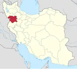 Location of Kurdistan province in Iran