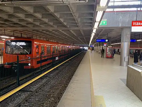 The metro line branches at Itäkeskus station
