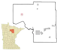 Location of the city of Squaw Lake within Itasca County, Minnesota