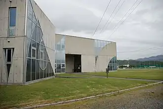 Photograph of a modernistic building