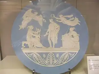 Apotheosis of Virgil; by John Flaxman; c.1776; jasperware; diameter: 41&nbsp;cm (16&nbsp;in); Harris Museum