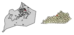 Location of Meadowbrook Farm in Jefferson County, Kentucky