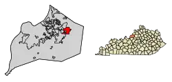 Location of Middletown in Jefferson County, Kentucky.
