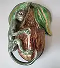 Coloured glazes palissy majolica wall pocket, c. 1890
