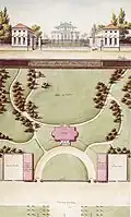 Mansion proposal, front façade and situation plan, 1796