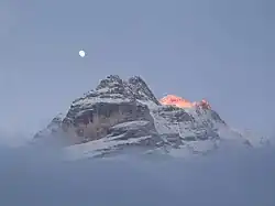 The Jungfrau seen from Gimmelwald.