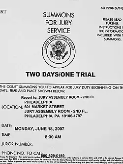 Picture of a jury summons