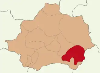 Map showing Altıntaş District in Kütahya Province