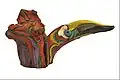 Firebird, 1996 colored wood, height 40 cm MNMA, Jagodina