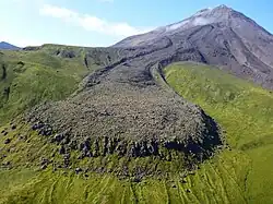Lava flow formed by 1906 eruption of Kanaga Volcano