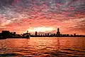 Sunrise at Kaohsiung harbour viewed from a ferry