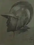 Rider with helmet