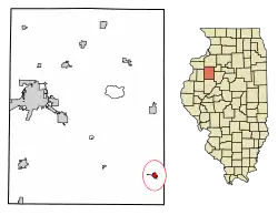 Location of Yates City in Knox County, Illinois