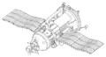 Kosmos 1686. Note the VA capsule (left), heavily modified to house scientific instruments