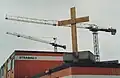 Church container during the construction of the Church Centre