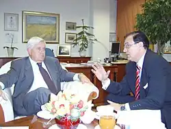 The President of the Republic of Slovenia Milan Kučan with Adamir Jerković in Ljubljana