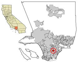 Location of Paramount in Los Angeles County, California