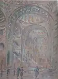 Cathedral Study 17, by LVG, 1929, drawing and gouache, Goriansky Family Collection